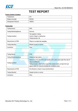 EK IP66 테스트 인증서